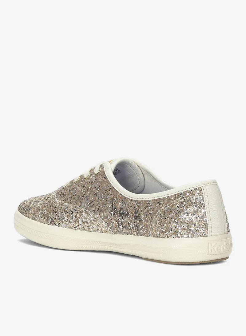 Keds gold Keds Women's Champion Lace Up Glitter Textile Casual Sneaker Gold for Women | Best Price UAE